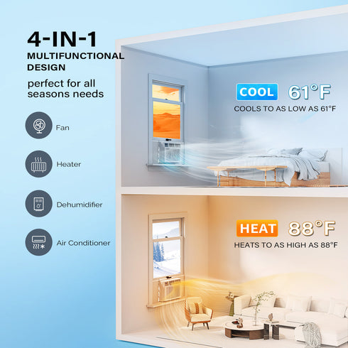 KALVAIR 8000 BTU 115V Window Air Conditioner with Heat & Install Kit