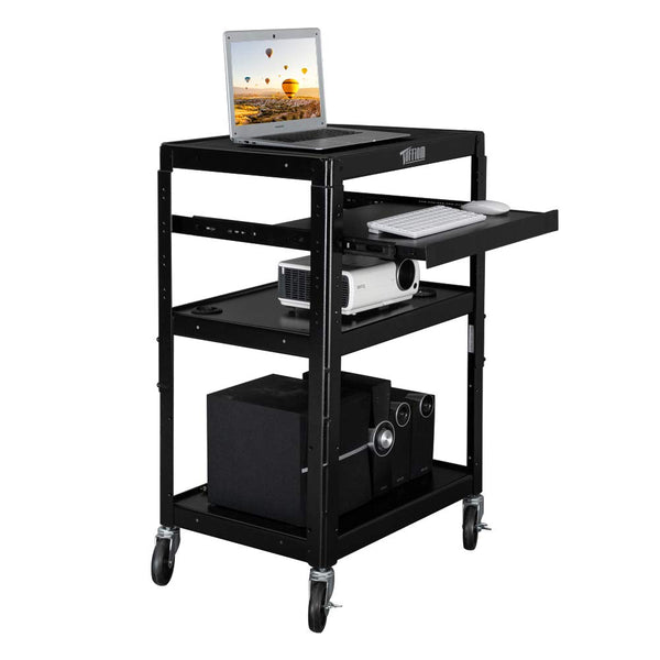 TUFFIOM AV Cart Rolling Storage Stand with Keyboard Shelf