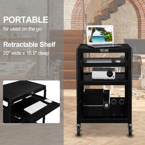 TUFFIOM AV Cart Rolling Storage Stand with Keyboard Shelf