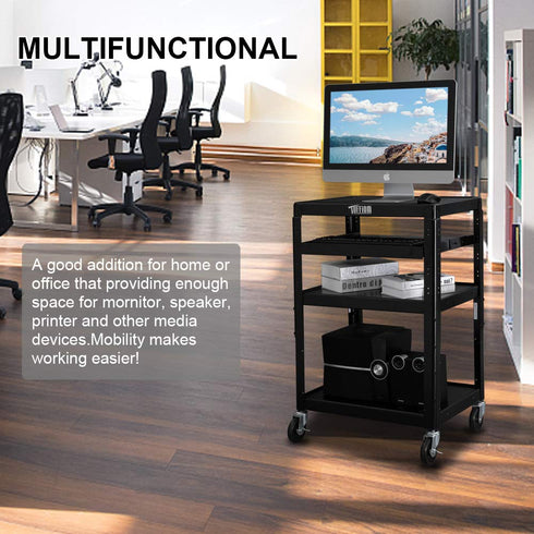 TUFFIOM AV Cart Rolling Storage Stand with Keyboard Shelf