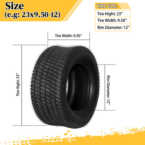 TUFFIOM Tubeless 4PR/6PR Lawn Mower Tires Set of 2 QM332-6