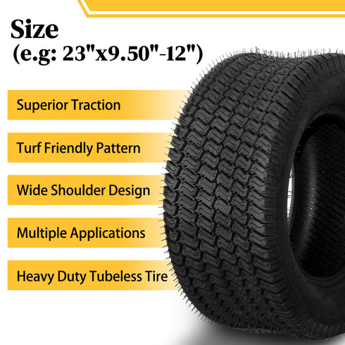 TUFFIOM Tubeless 4PR/6PR Lawn Mower Tires Set of 2 QM332-6