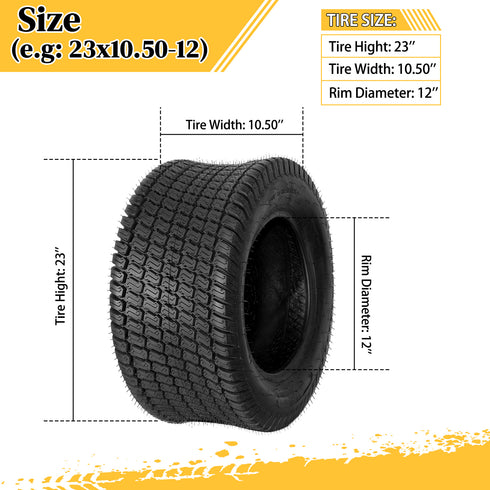 TUFFIOM Tubeless 4PR/6PR Lawn Mower Tires Set of 2 QM332-6