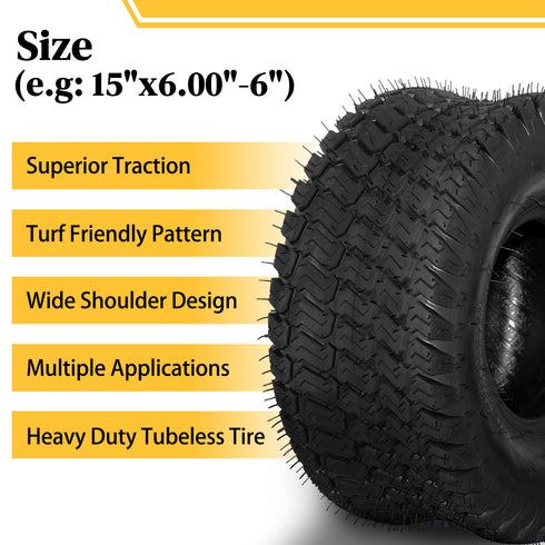 TUFFIOM Tubeless 2PR/4PR Lawn Mower Tires Set of 2 QM332-2