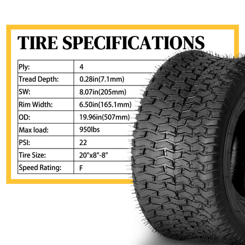 TUFFIOM Tubeless 4PR Lawn Mower Tires Set of 2 QM332-3