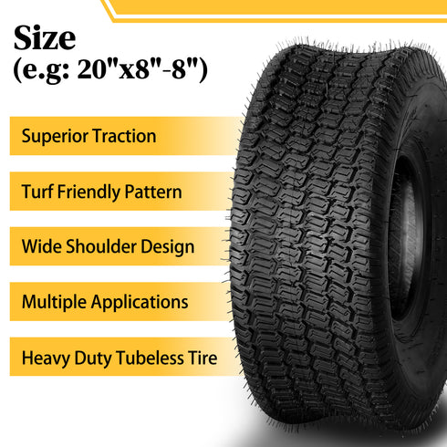 TUFFIOM Tubeless 4PR Lawn Mower Tires Set of 2 QM332-3