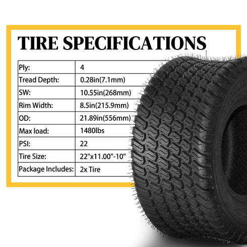 TUFFIOM Tubeless 4PR Lawn Mower Tires Set of 2 QM332-5