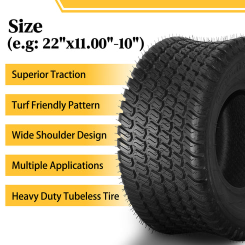 TUFFIOM Tubeless 4PR Lawn Mower Tires Set of 2 QM332-5