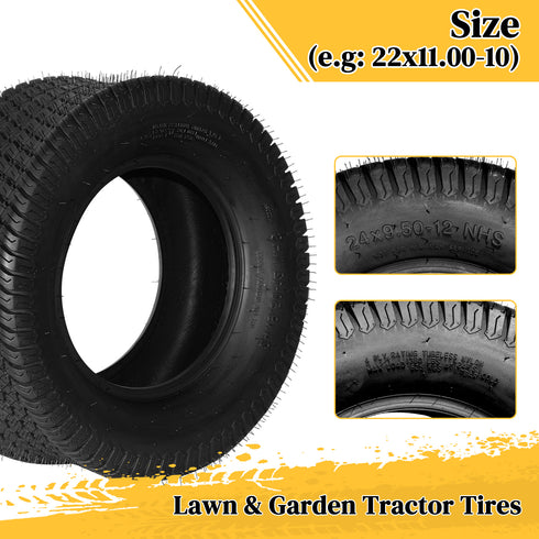 TUFFIOM Tubeless 4PR/6PR/8PR Lawn Mower Tires Set of 2 QM332-7