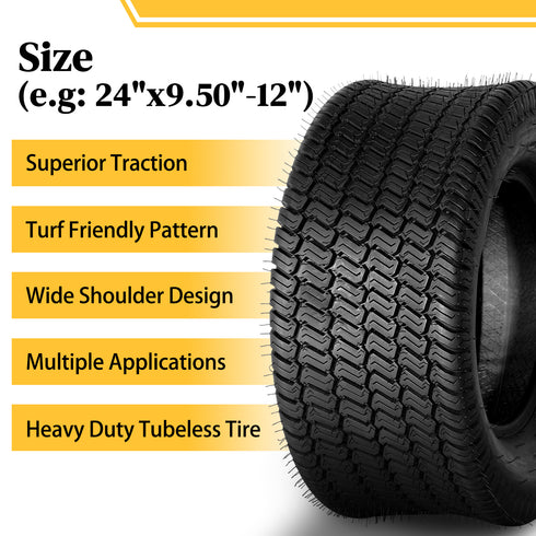 TUFFIOM Tubeless 4PR/6PR/8PR Lawn Mower Tires Set of 2 QM332-7