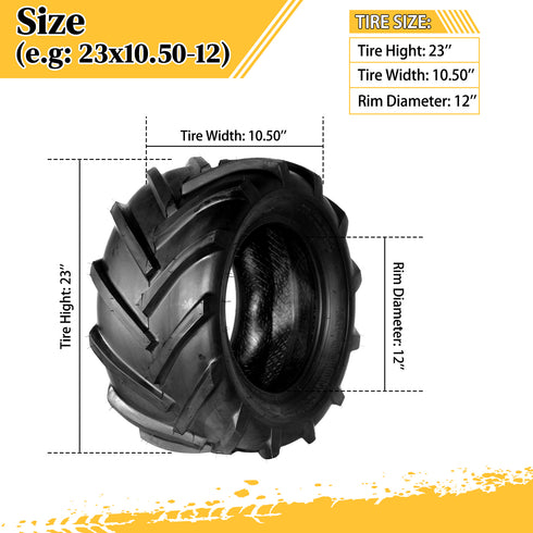 TUFFIOM Tubeless 2PR/4PR/6PR Lawn Mower Tires Set of 2 QM328-1