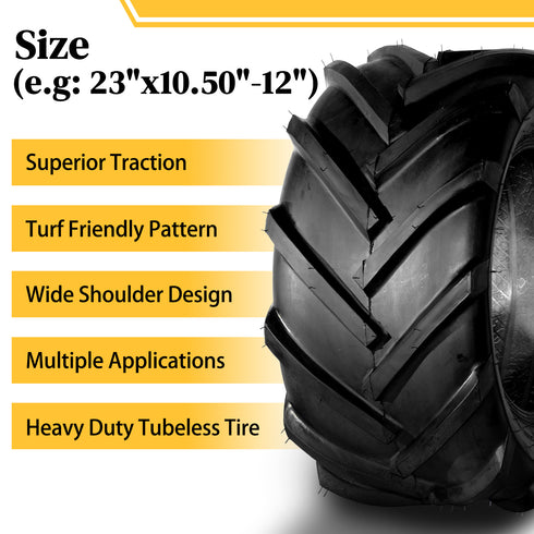 TUFFIOM Tubeless 2PR/4PR/6PR Lawn Mower Tires Set of 2 QM328-1