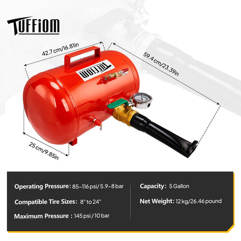 TUFFIOM Iron 5 Gallon tyre inflator Tool Inflator Tank