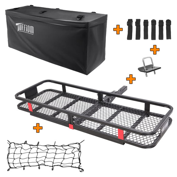 TUFFIOM 500lbs Hitch Basket Cargo Carrier Rack