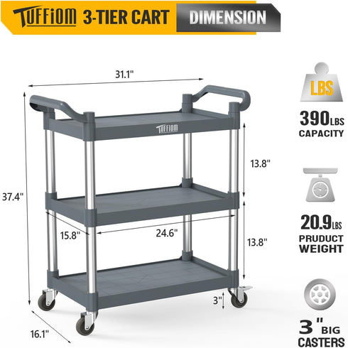 TUFFIOM 390/450 LBS Heavy Duty Utility Service Cart