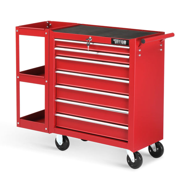 TUFFIOM 7-Drawer Rolling Tool Chest with Side Shelves Wheels