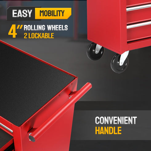 TUFFIOM 7-Drawer Rolling Tool Chest with Side Shelves Wheels