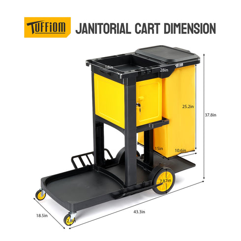 TUFFIOM 500lbs Locking Cleaning Janitorial Cart With Wheeled
