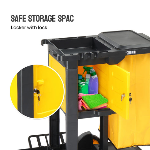 TUFFIOM 500lbs Locking Cleaning Janitorial Cart With Wheeled