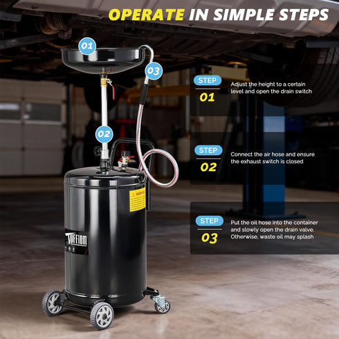 TUFFIOM 20 Gallon Waste Oil Drain Tank with Adjustable Funnel