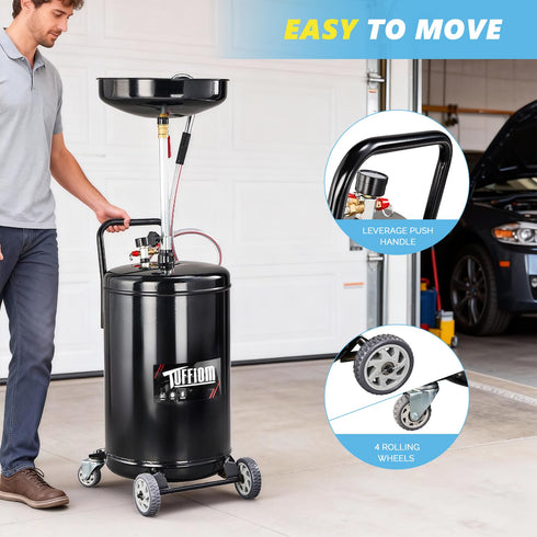 TUFFIOM 20 Gallon Waste Oil Drain Tank with Adjustable Funnel