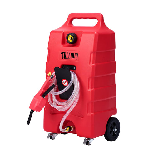 TUFFIOM 15 Gallon Portable Gas Caddy with Manual Fuel Transfer Pump
