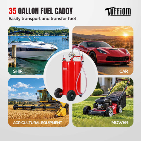TUFFIOM 35 Gallon Fuel Caddy with Manual Siphon Pump