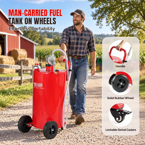 TUFFIOM 35 Gallon Fuel Caddy with Manual Siphon Pump