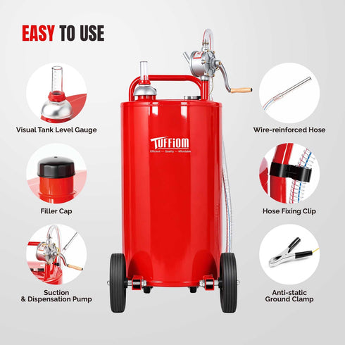 TUFFIOM 35 Gallon Fuel Caddy with Manual Siphon Pump