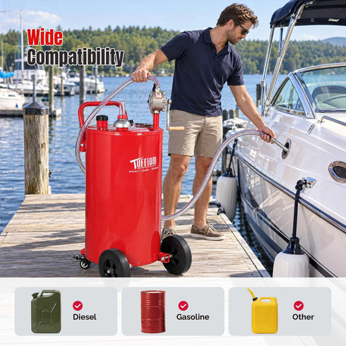 TUFFIOM 35 Gallon Fuel Caddy with Manual Siphon Pump
