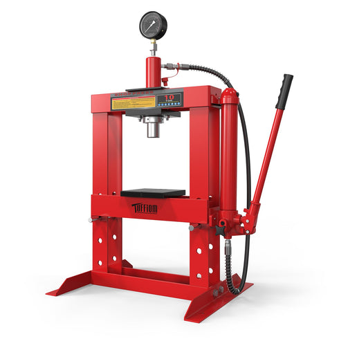 TUFFIOM 10-Ton Hydraulic Shop Press with Pressure Gauge