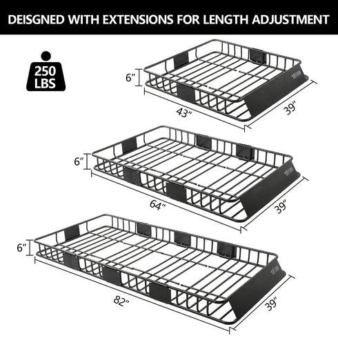TUFFIOM 250lbs Roof Top Cargo Carrier Rack
