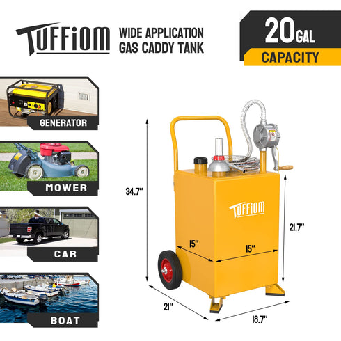 TUFFIOM 20/30/35 Gallon Portable Fuel Storage Tank with Wheels