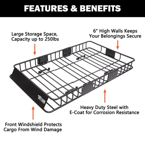 TUFFIOM 250lbs Roof Top Cargo Carrier Rack