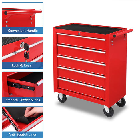 TUFFIOM 5-Drawer Rolling Tool Chest with Wheels
