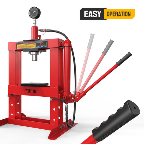 TUFFIOM 10-Ton Hydraulic Shop Press with Pressure Gauge