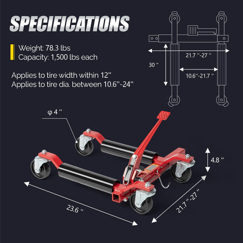 TUFFIOM 2PCS/4PCS 1500 lbs Mechanical Car Wheel Dolly