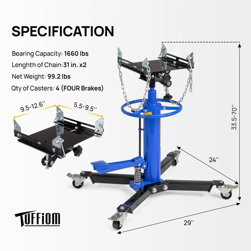 TUFFIOM Hydraulic Telescoping Transmission Jack
