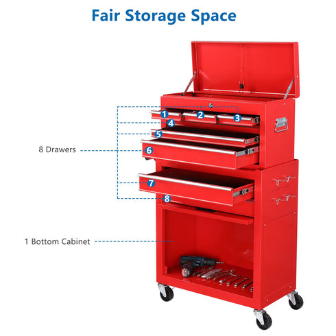 TUFFIOM 330 LBS 8-Drawer Rolling Tool Chest with Wheels