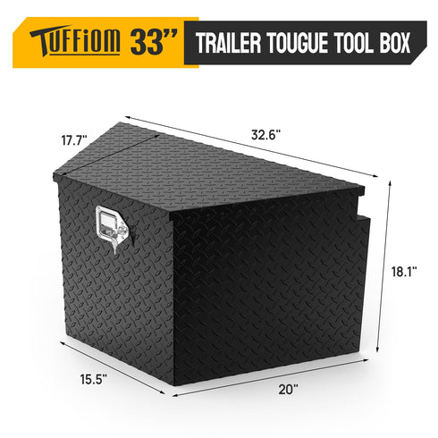 TUFFIOM 33 Inch Aluminum Trailer Tongue Tool Box
