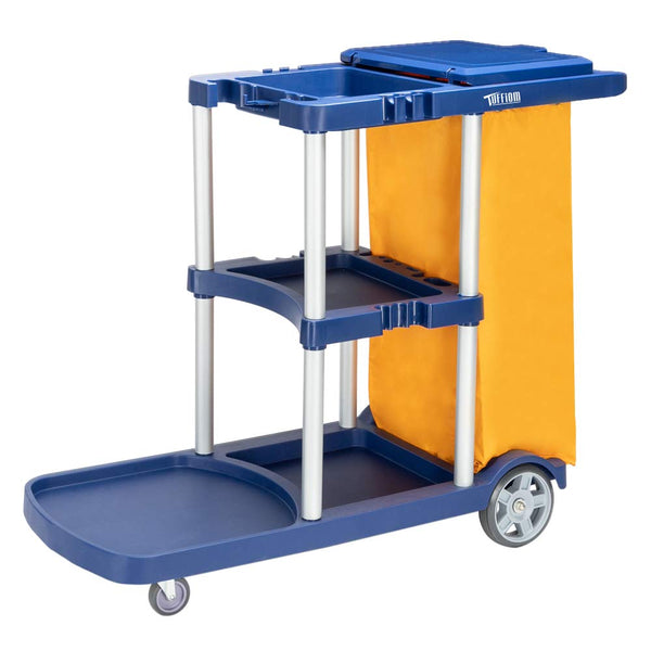TUFFIOM 500lbs 3-Shelf Cleaning Janitorial Cart With Wheeled