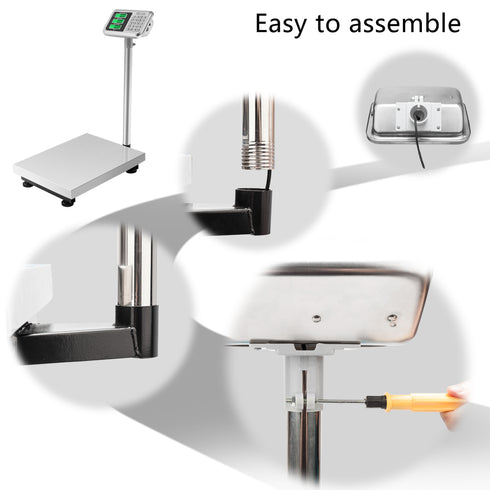 TUFFIOM G7S 661lb Weight Electronic Platform Scale With LCD Display Stainless Steel