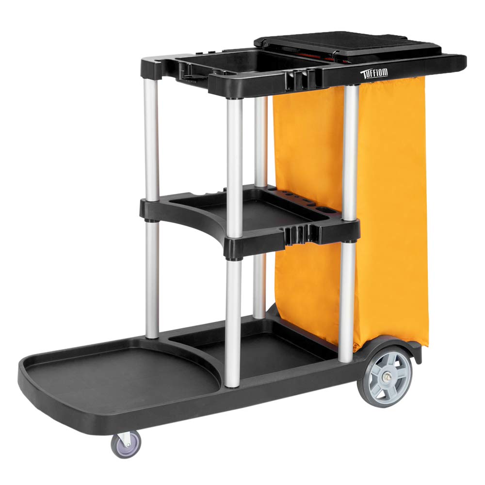 Dryser Coercial Janitorial Cleaning Cart On Wheels - Black